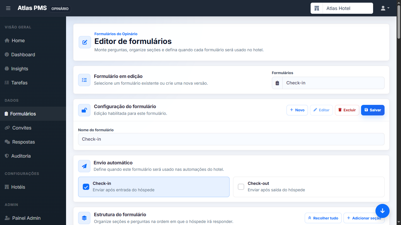 Editor de formulários