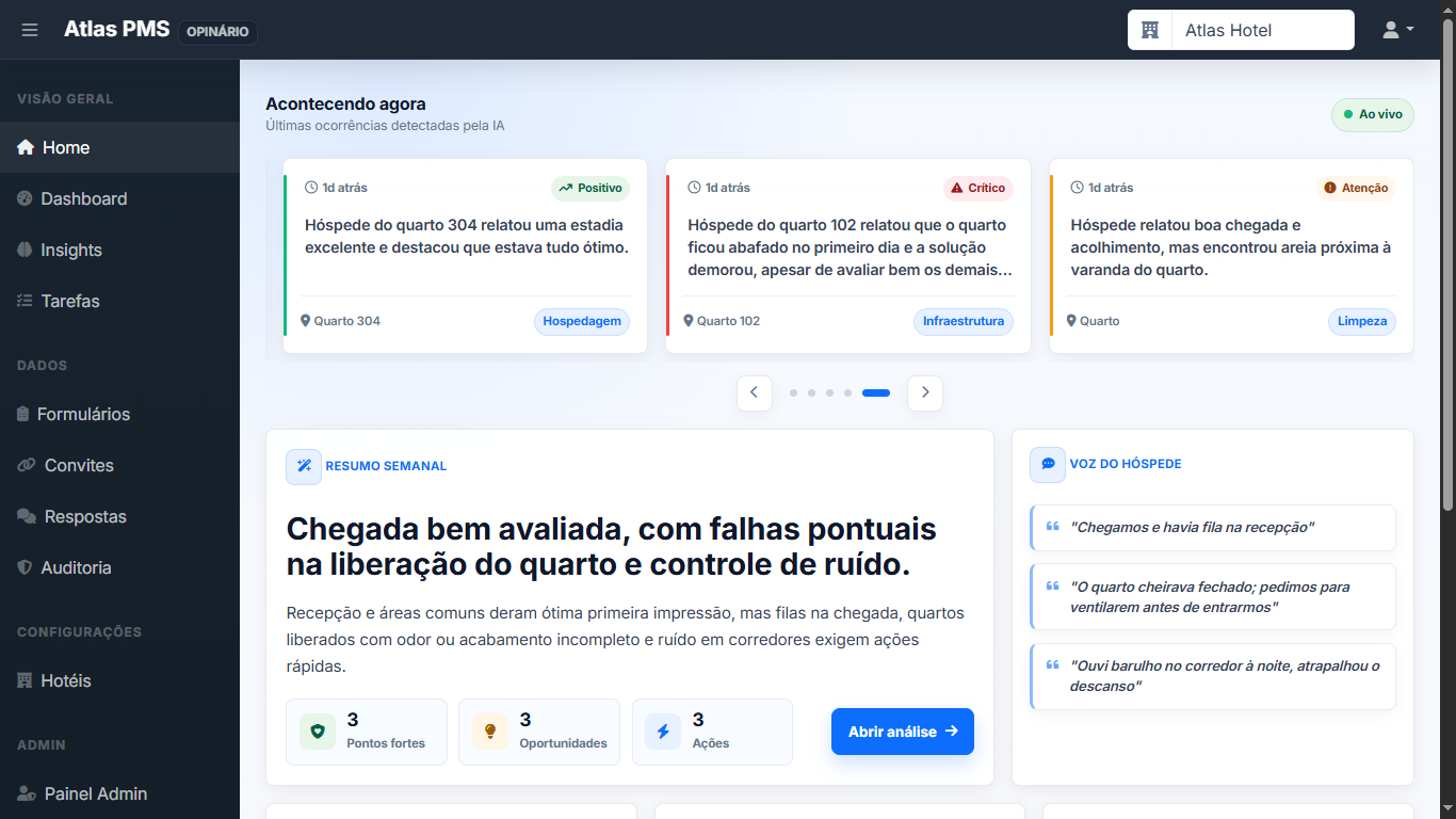 Home do módulo Opinário